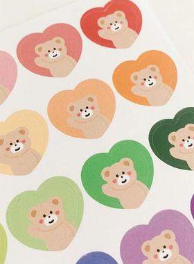 简约ins风日韩malling booth可移贴纸N次贴装饰贴纸 爱心小熊