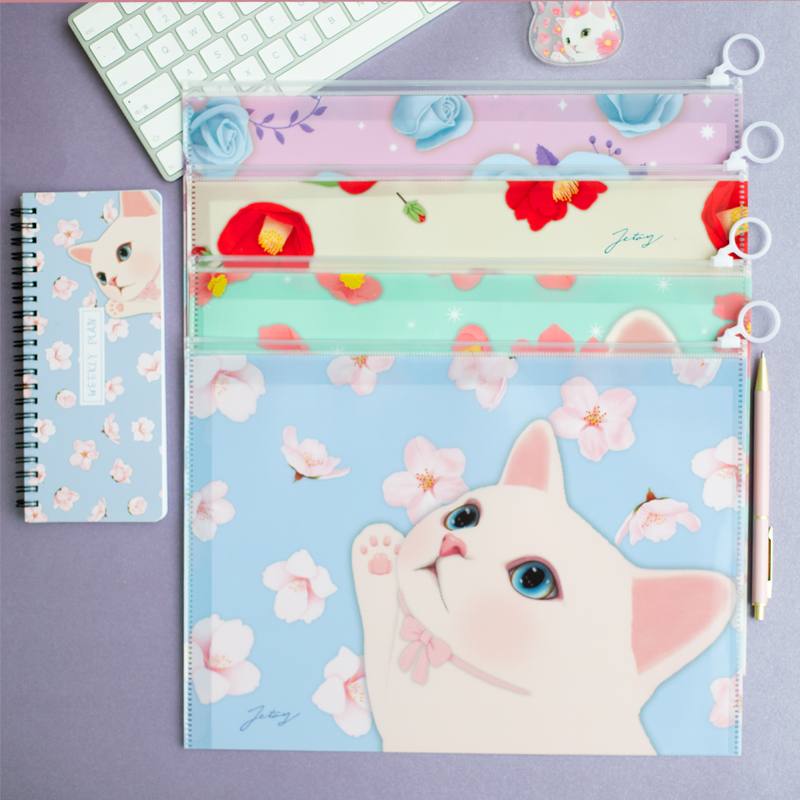 新品jetoy 可爱猫猫A4文件袋拉边袋拉链袋 单个（4款选）