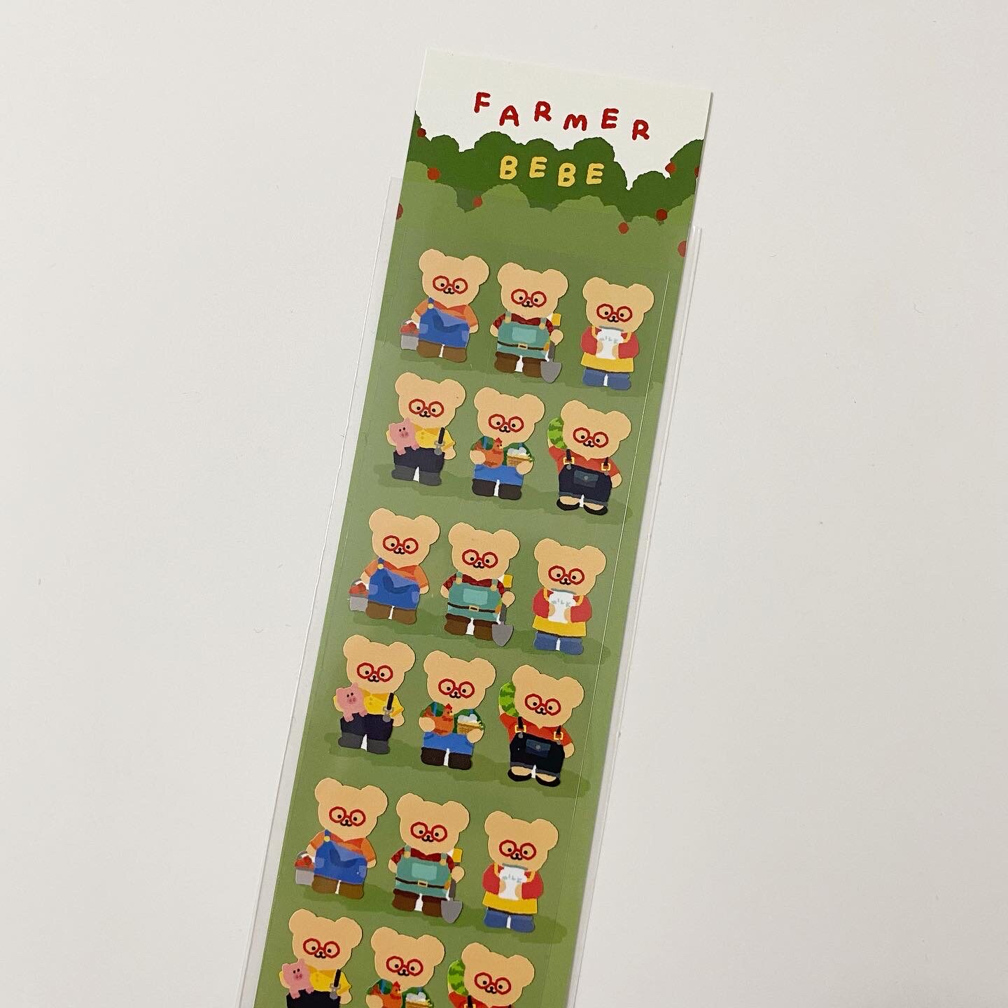 韩国进口TETEUM 眼镜小熊装饰贴纸 日记伴侣 FARMER BEBE STICKER