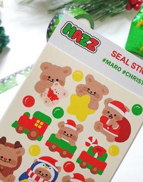 简约ins风日韩HAZZ装饰贴纸日记伴侣可爱圣诞装扮的小熊