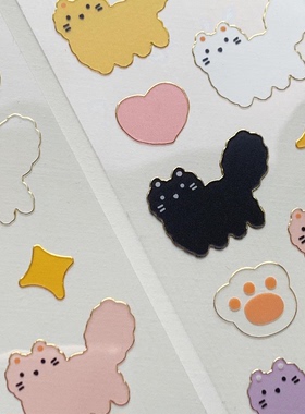 韩国进口hookka.studio透明装饰贴纸 日记伴侣 meoww seals