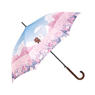 韩国进口 line friends花朵长柄雨伞automatic long umbrella f