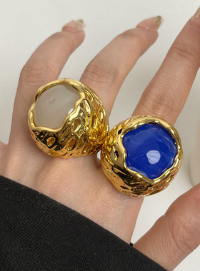 2026韩国新款爆款夸张开口戒指复古纹理时尚手饰个性气质感饰品女