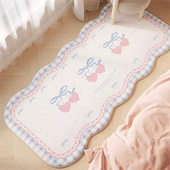 女孩房间布置装 饰地垫奶油风卧室床边毯异形加厚防滑脚垫长条地毯