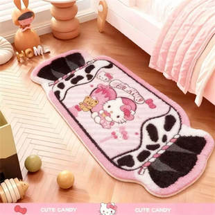 卡通HelloKitty卧室地毯床边毯多巴胺风女孩儿童房间毛绒地垫脚垫
