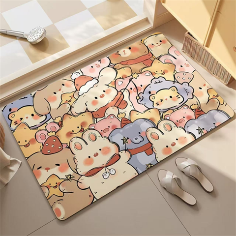 浴室地垫吸水卫生间脚垫厕所洗手间门口垫子防滑硅藻泥卫浴地毯猫