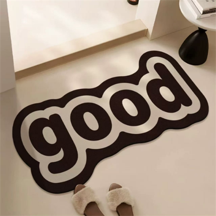 Bathroom Floor Mat, Non-Slip, Water-Absorbent, Quick-Drying Carpet for the Entrance to the Bathroom, with Letters, for Home Use