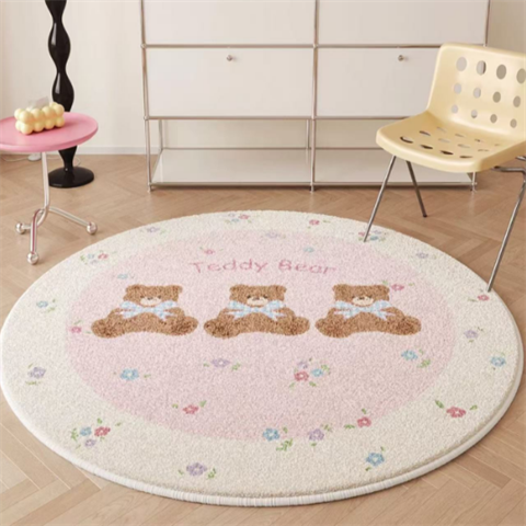 奶油风圆形房间化妆台椅子垫