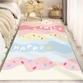 彩虹仿羊绒卧室床边可爱长条地毯家用客厅茶几毯儿童房榻榻米地