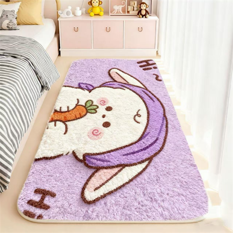 卡通卧室床边地垫毛绒复古法式房间仿羊绒床边毯毛绒脚垫