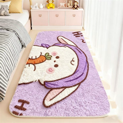 卡通卧室床边地垫毛绒复古法式房间仿羊绒床边毯毛绒脚垫