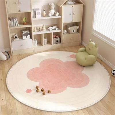 粉色卡通圆形地毯可爱毛绒地垫