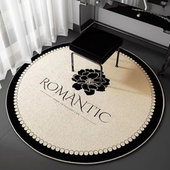 ins奶油风小香地垫圆形地毯少女房间转椅电脑椅隔音梳妆台下卧室