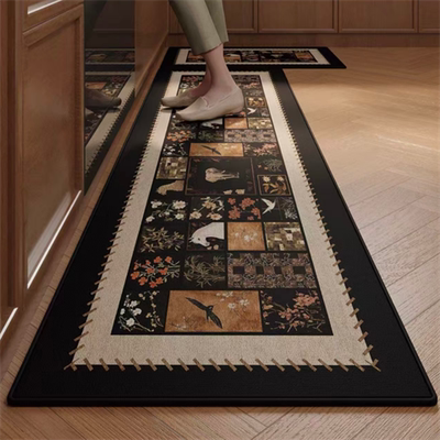 中古风厨房专用防滑防油污地垫复古地毯吸水吸油垫子耐脏脚垫