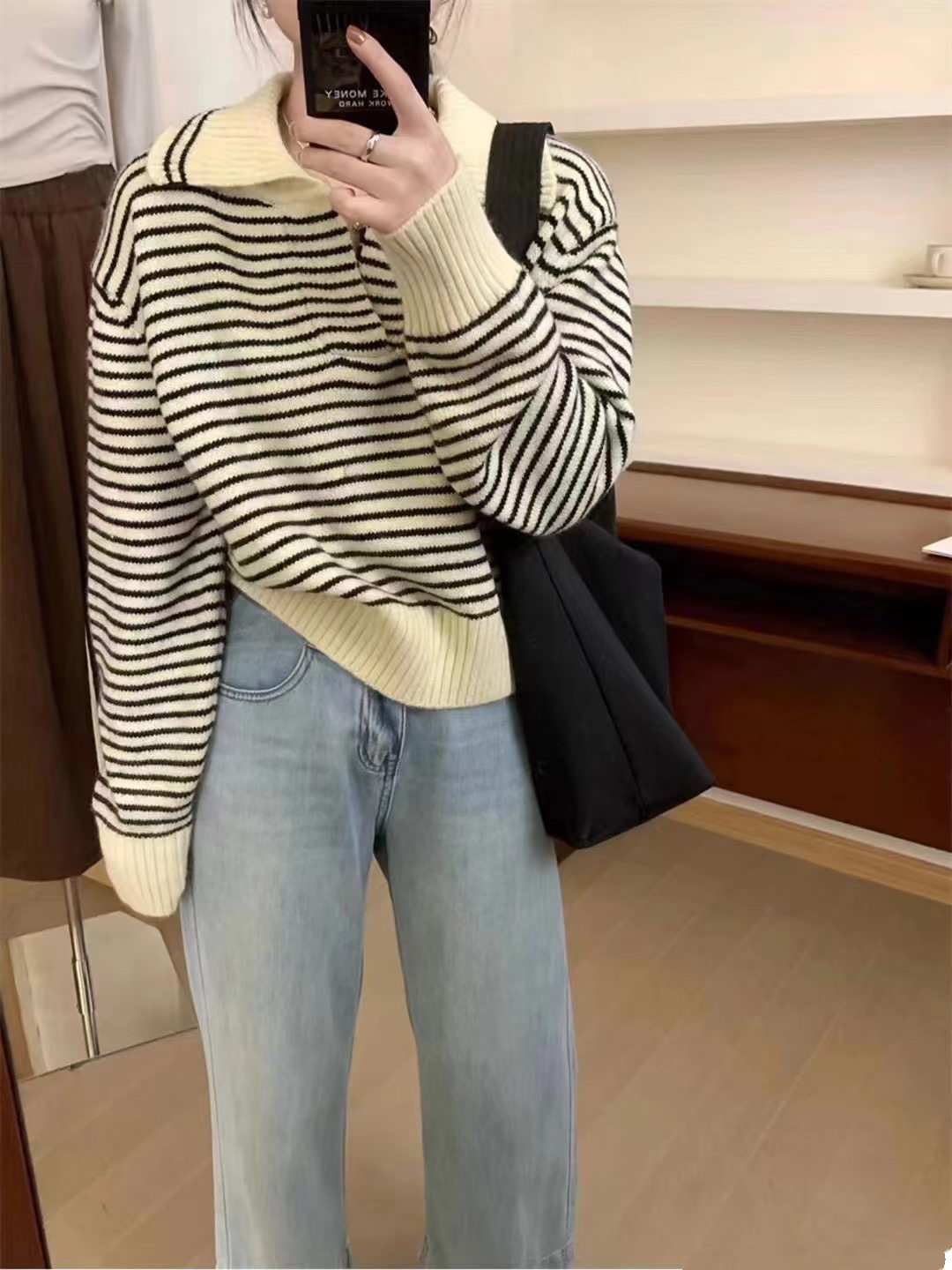 宽松减龄条纹毛衣女2025秋冬毛衣