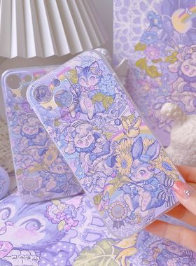 夏日旋律原创设计少女紫适用苹果12/11/13可爱华为P50安卓手机壳