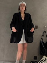 西装 防晒衣女夏季 2024年新款 设计感小众宽松显瘦薄款 外套 黑色长袖