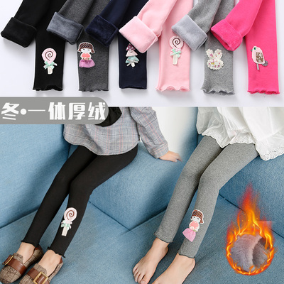 秋冬款花朵加绒加厚修身宝宝裤