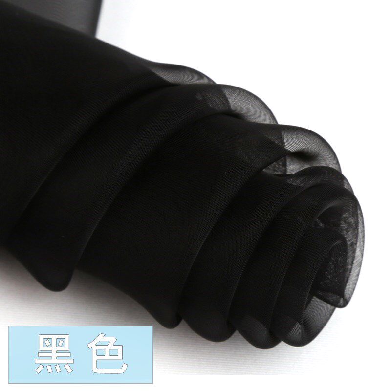 婚礼黑白白色布黑纱布料网纱料布头纱冬季现场玻璃纱黑色透明纱家