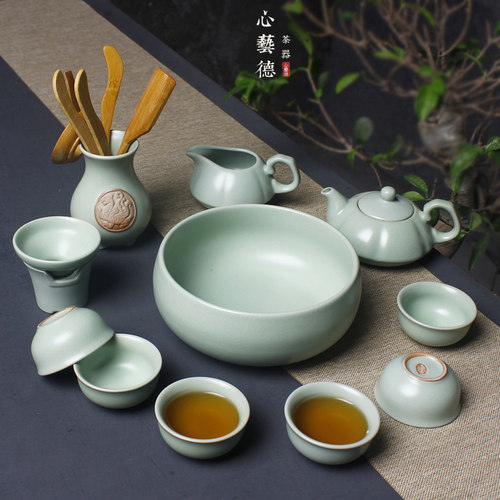 陶瓷汝窑开片冰裂功夫茶杯