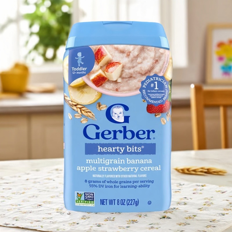 美国Gerber嘉宝婴儿米粉宝宝辅食米糊钙铁锌苹果草莓混合谷物4段