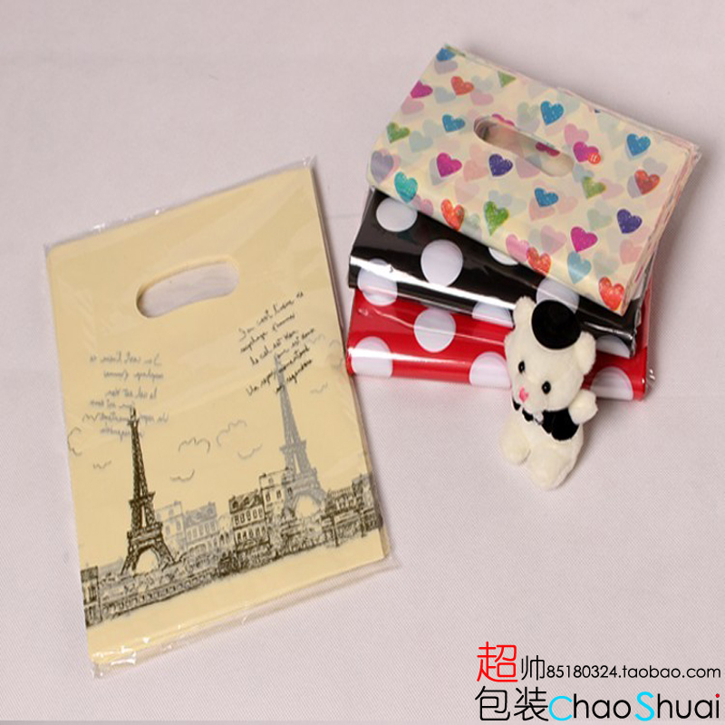 彩色桃心 25*35cm*7丝 塑料袋 服装袋礼品袋 包装袋(100只/包)