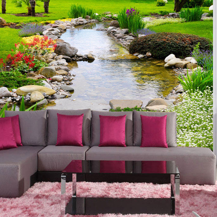 客厅电视背景墙纸3d公园风景画沙发卧室壁纸田园溪水无缝大型壁画,家装主材,定制壁画,淘宝优惠券,粉丝福利购,淘宝优惠卷