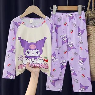 春秋季薄家居服女孩3女童5夏装kuromi库洛米睡衣8-9-10岁儿童套装