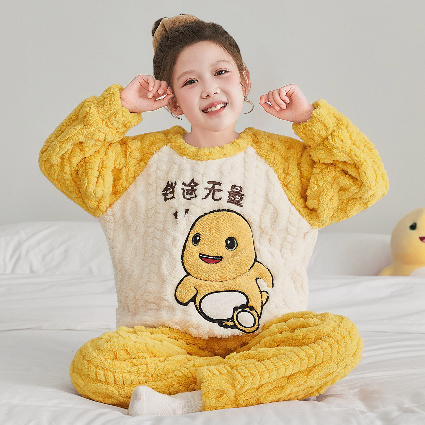 奶龙儿童睡衣冬季加绒加厚中大童8-9-10岁3女孩4宝宝5女童6小学生