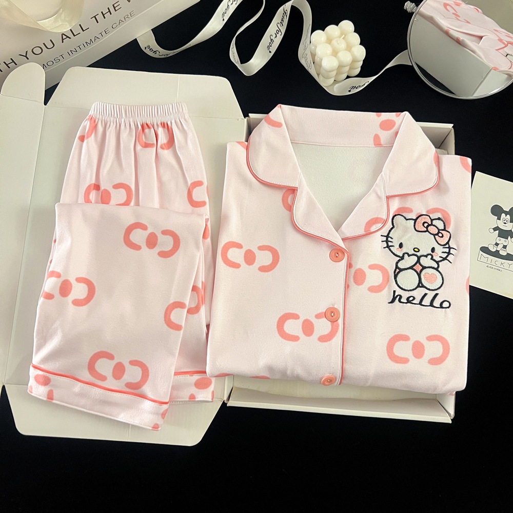 HelloKitty睡衣加厚加绒秋冬德绒开衫女孩3女童4宝宝6岁8中童大童