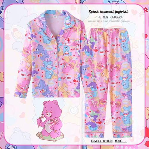 儿童CareBears睡衣裤套装女童女孩中大童3-4-5-6-7-8-9-10-11周岁