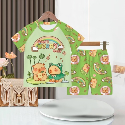 卡皮巴拉童装2025新款家居服夏天儿童款4仿棉5薄睡衣6CAPYBARA8岁