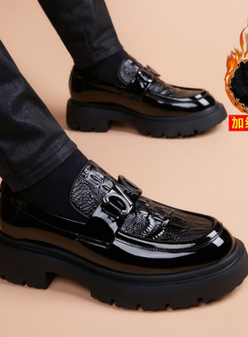 休闲男皮鞋2025爆款厚底增高百搭真皮商务正装鳄鱼纹时尚英伦男鞋