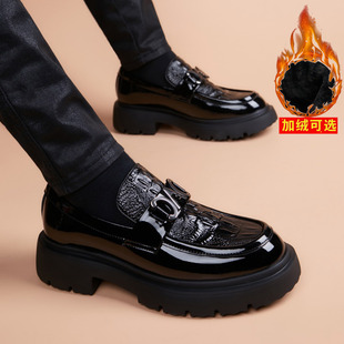 休闲男皮鞋2025爆款厚底增高百搭真皮商务正装鳄鱼纹时尚英伦男鞋