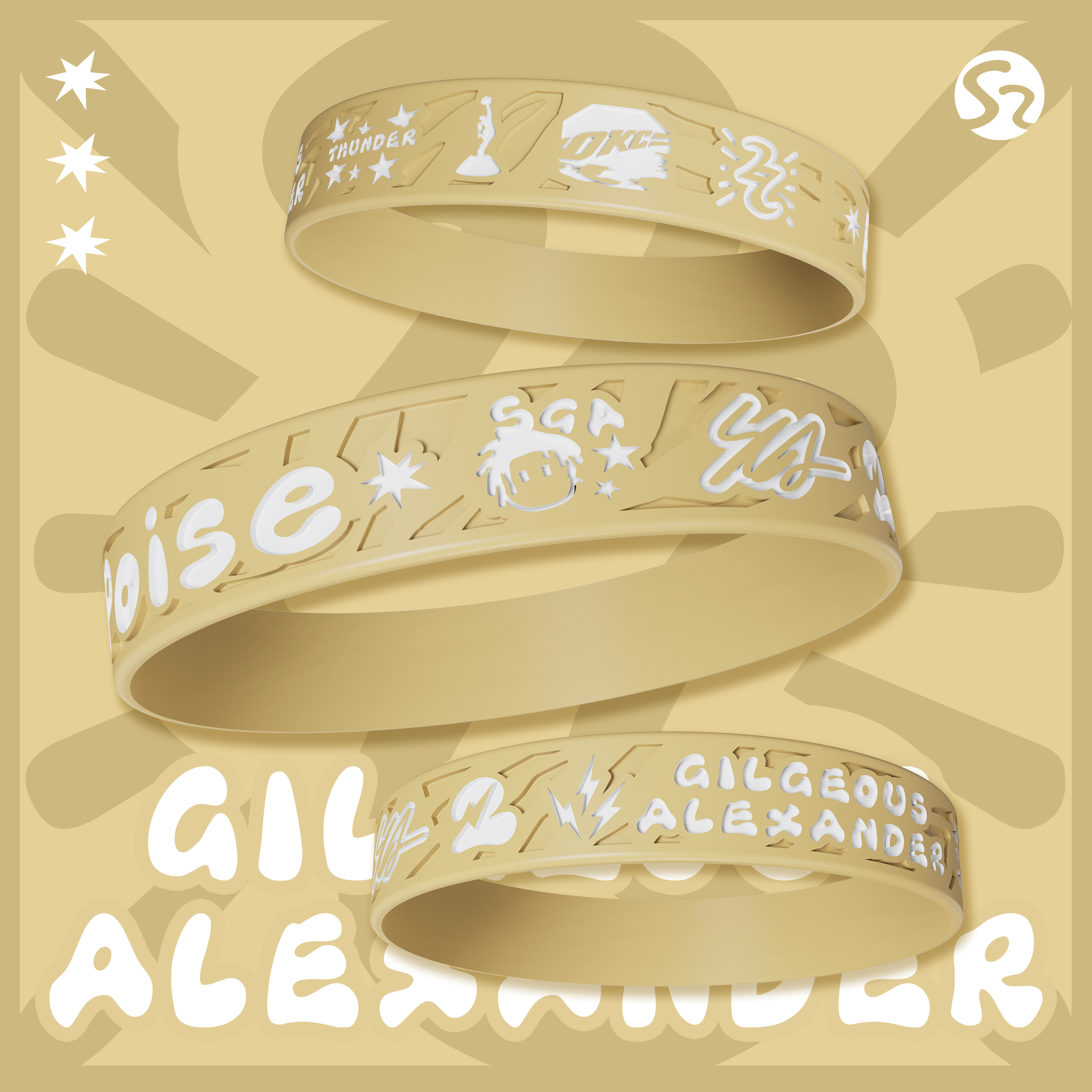 S2原创 亚历山大sample篮球手环 雷霆2号sga硅胶运动腕带