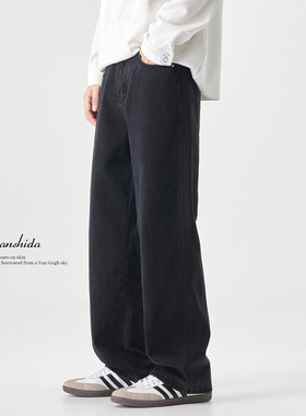 MSD 黑色牛仔裤男款秋冬季高端休闲长裤2025新款裤子水洗高街潮流