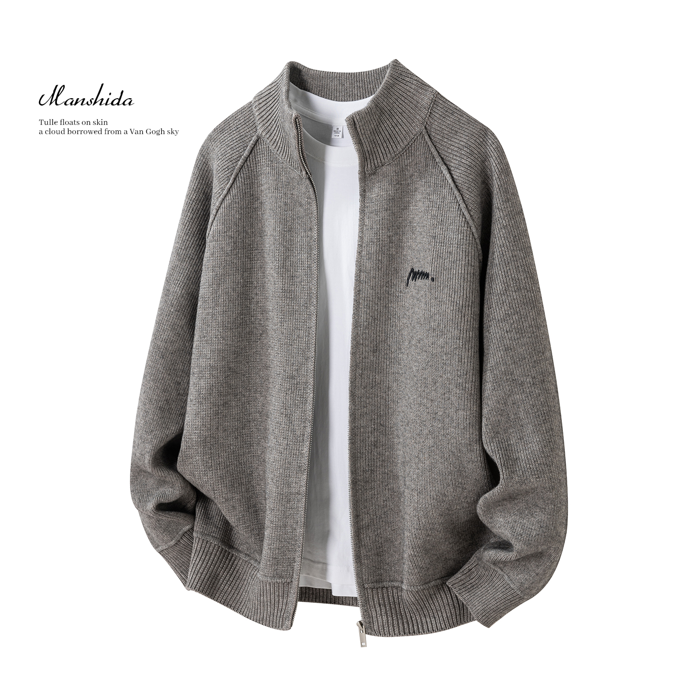 MSD高级感绣标开衫毛衣外套