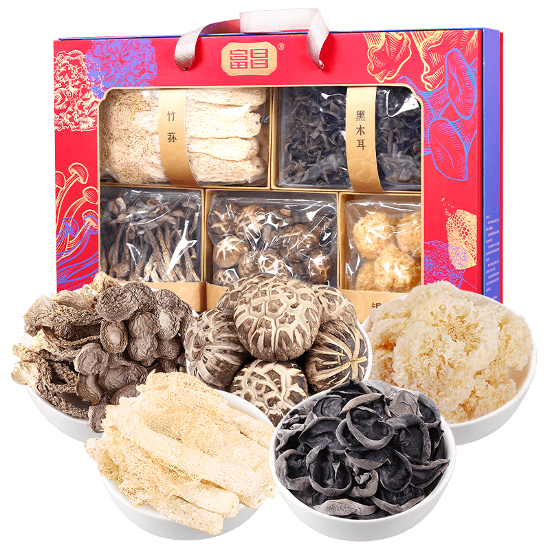 富昌山珍礼盒菌品天下686g竹荪鹿茸菇花菇多种组合节日福利团购