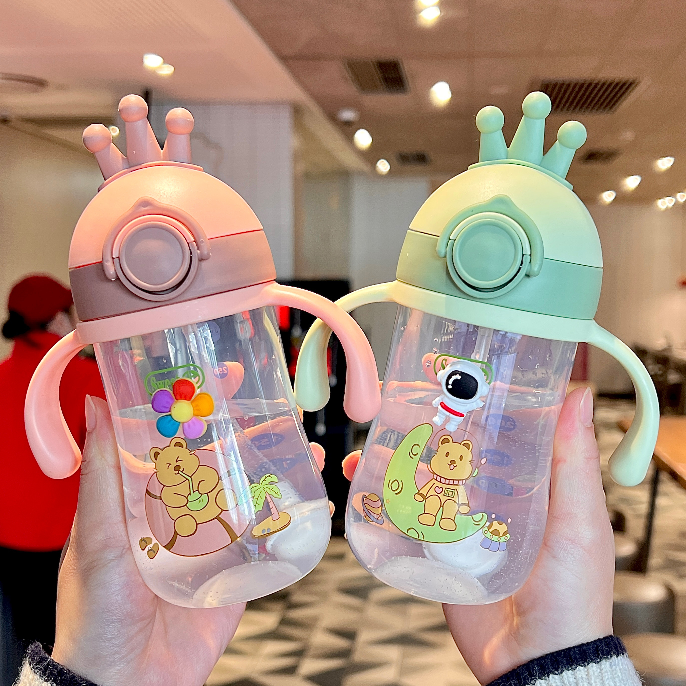 儿童水杯一岁以上婴儿宝宝重力球喝水奶瓶吸管学饮杯婴幼儿刻度杯,餐饮具,吸管杯,淘宝优惠券,粉丝福利购,淘宝优惠卷