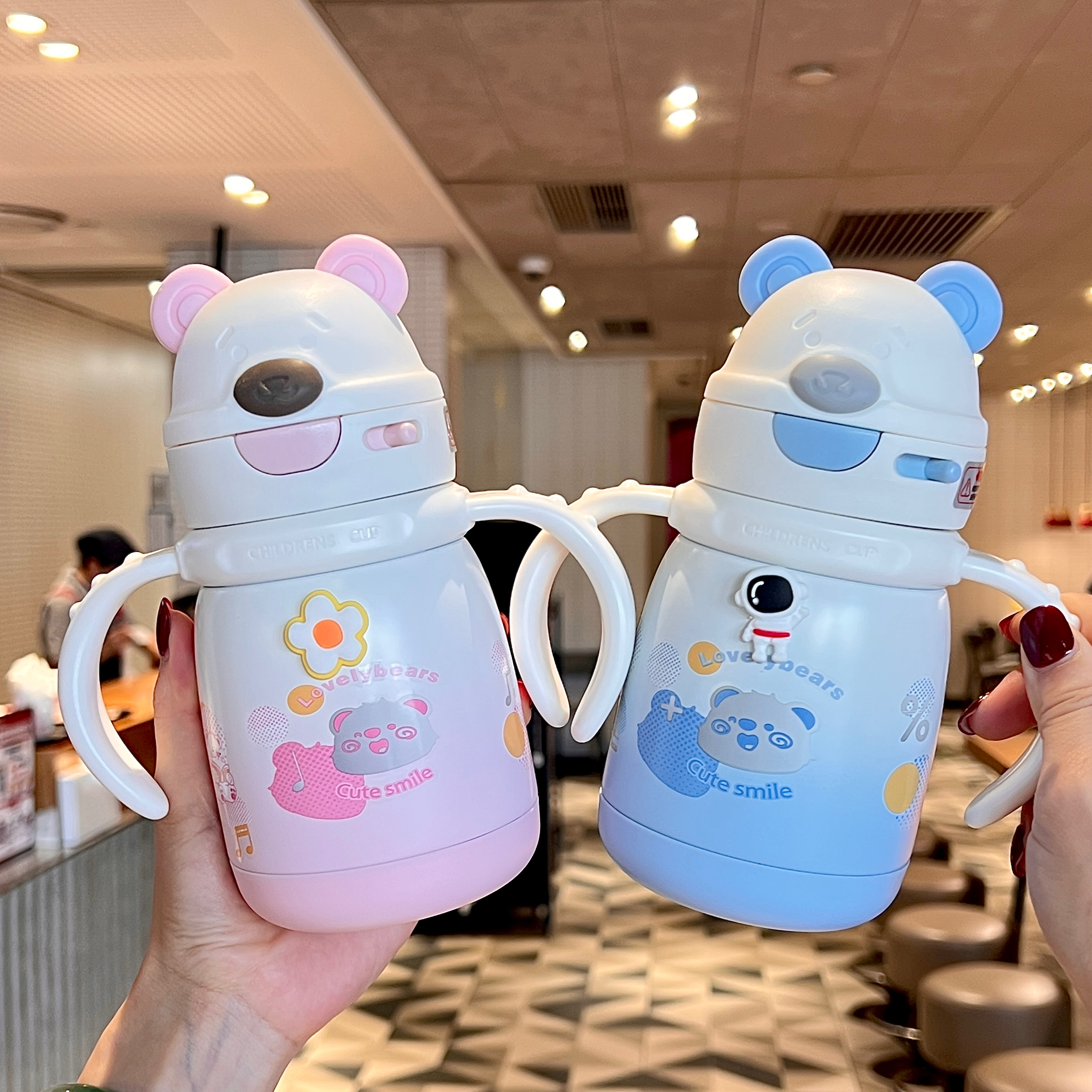 新款儿童保温杯可爱婴幼儿园专用水壶一岁宝宝奶瓶外出便携吸管杯