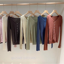 修身 显瘦开衫 GROUND新款 ulzzang东大门ACME 简约百搭V领毛针织衫