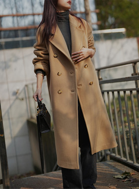 101801内衬版意大利双面羊绒大衣女2022新款高端呢子外套中长款