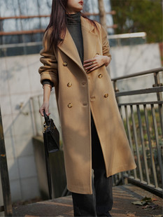 101801内衬版意大利双面羊绒大衣女2022新款高端呢子外套中长款