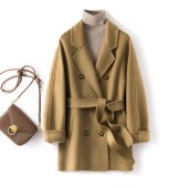 秋冬氛围感M801短款 10羊绒大衣女系带宽松时尚 高端小个子毛呢外套