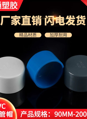 PVC管帽堵帽160管堵水管闷头200堵头给水管堵125管盖白蓝灰色闷盖
