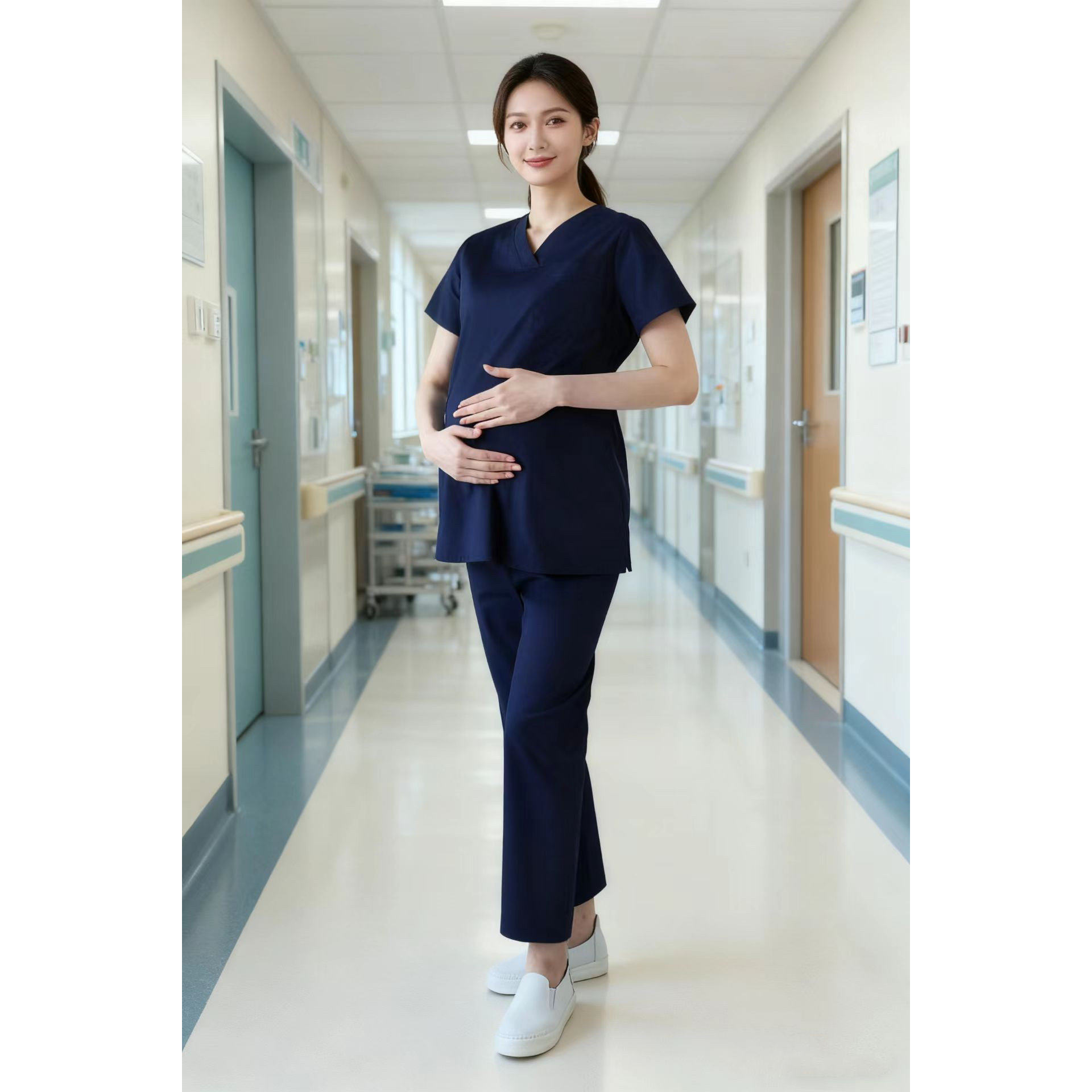 孕妇洗手衣短袖套装手术室医生前台护士服孕妇裤宽松大码刷手衣夏