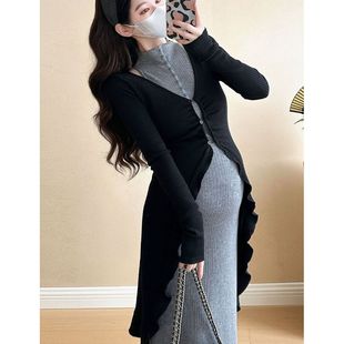 套装 辣妈裙子孕妈高级感穿搭时尚 洋气时髦 连衣裙2025新款 孕妇秋装