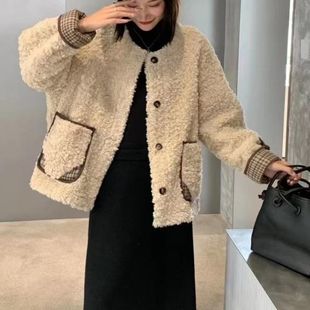 加绒加厚时尚 小香风休闲羊羔毛春季 宽松短款 韩版 外套女 2025年新款