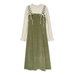 小清新秋冬季 2025年新款 裙子 气质假两件连衣裙女学生版 法式