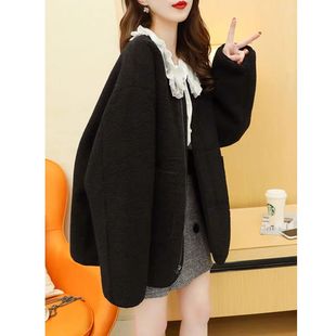 羊羔毛外套女秋冬装 宽松欧货复古休闲加厚羊羔绒大衣 初中学生韩版
